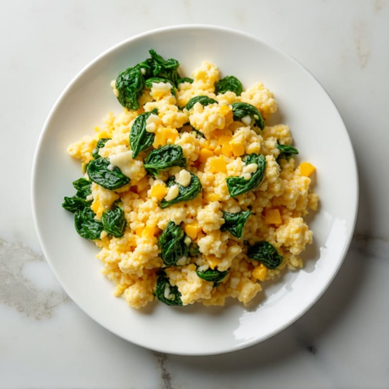 Egg White Scramble with Chicken and Spinach