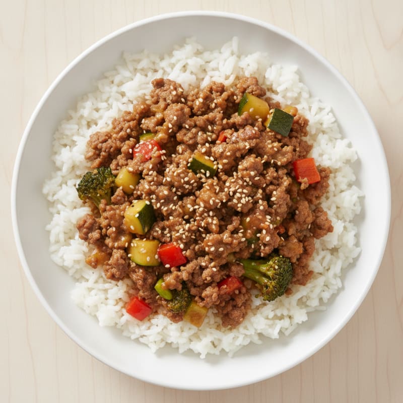 Savory Ground Beef and Vegetable Rice Bowl