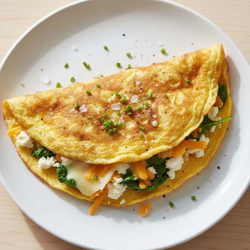 Creamy Golden Three-Cheese Omelet