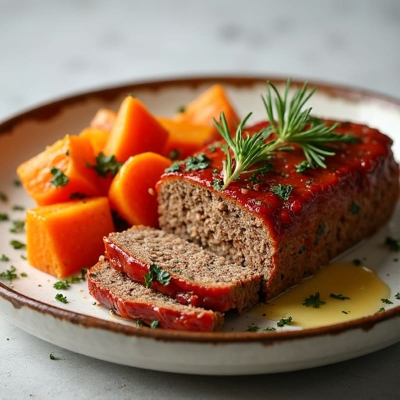 Healthy Lean Beef Meatloaf with Roasted Root Vegetables