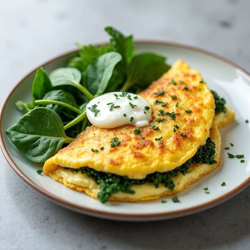 Egg White Spinach Omelette with Cottage Cheese