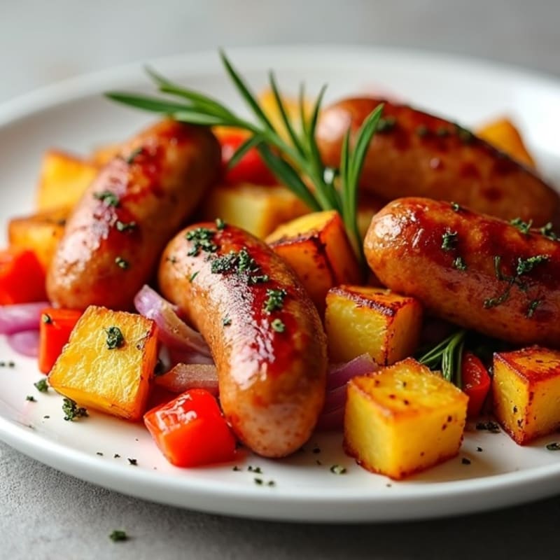 Sheet Pan Herb-Roasted Sausage and Golden Potato Bake