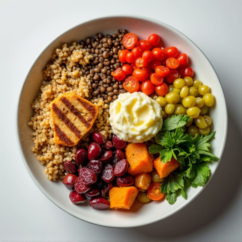 Lentil and Quinoa Power Bowl with Roasted Vegetables