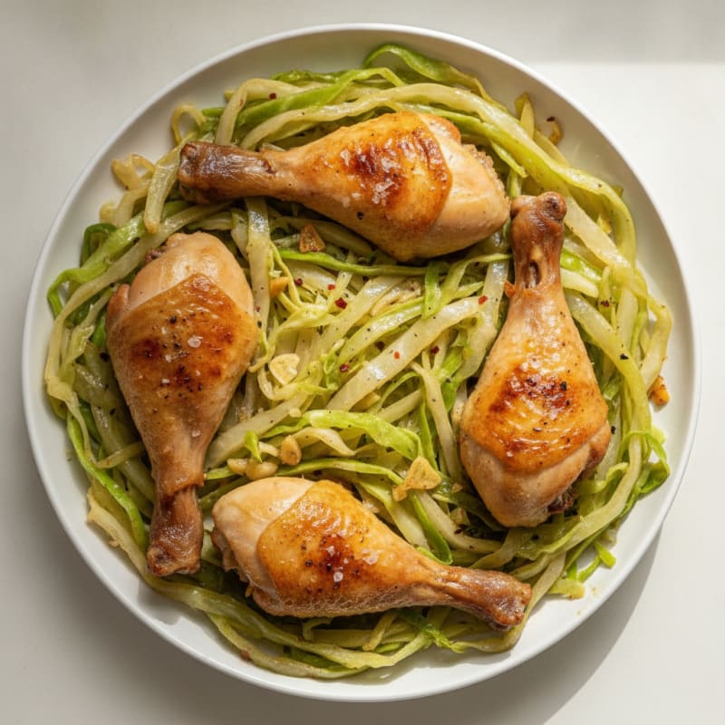 Baked Chicken Leg Quarters with Cabbage