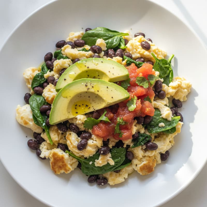 Black Bean Egg White Scramble with Avocado
