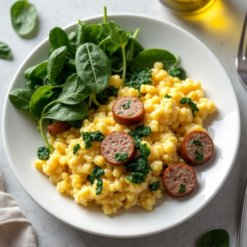 Egg White Scramble with Spinach and Turkey Sausage