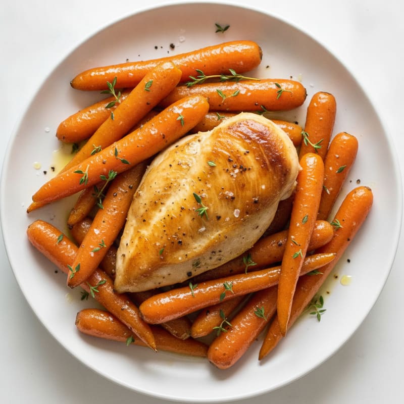 Maple-Glazed Roasted Carrots with Chicken