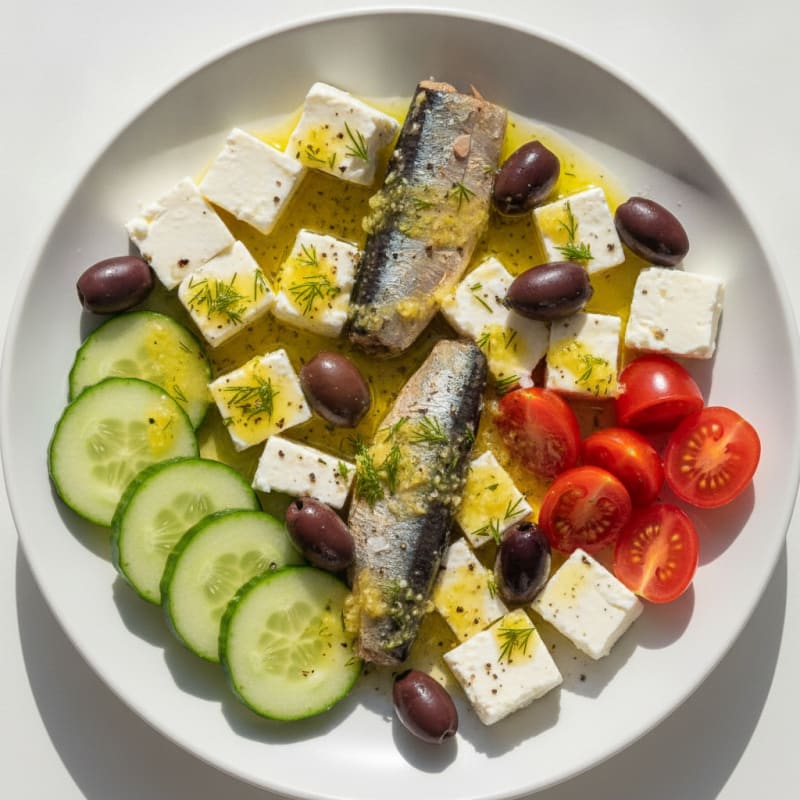 Sardine Snack Plate with Olives and Feta