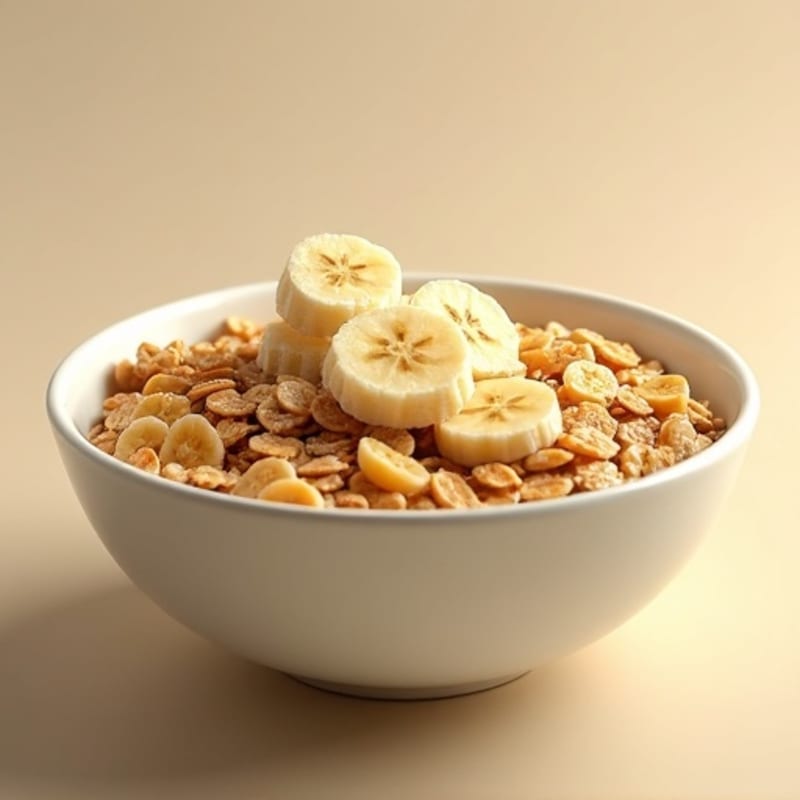 Crunchy Oat Cereal with Fresh Banana and Milk