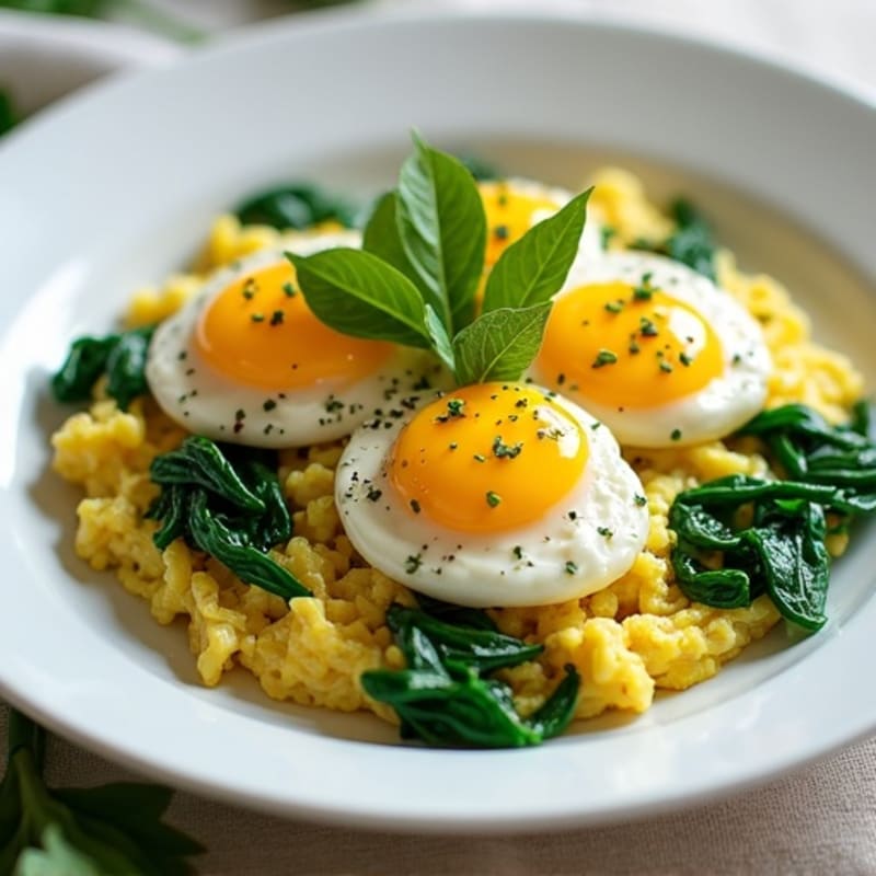 Fluffy Herb-Scrambled Eggs with Spinach