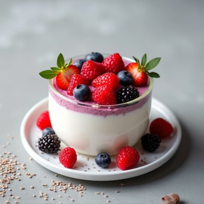 Silky Greek Yogurt Protein Pudding with Fresh Berries