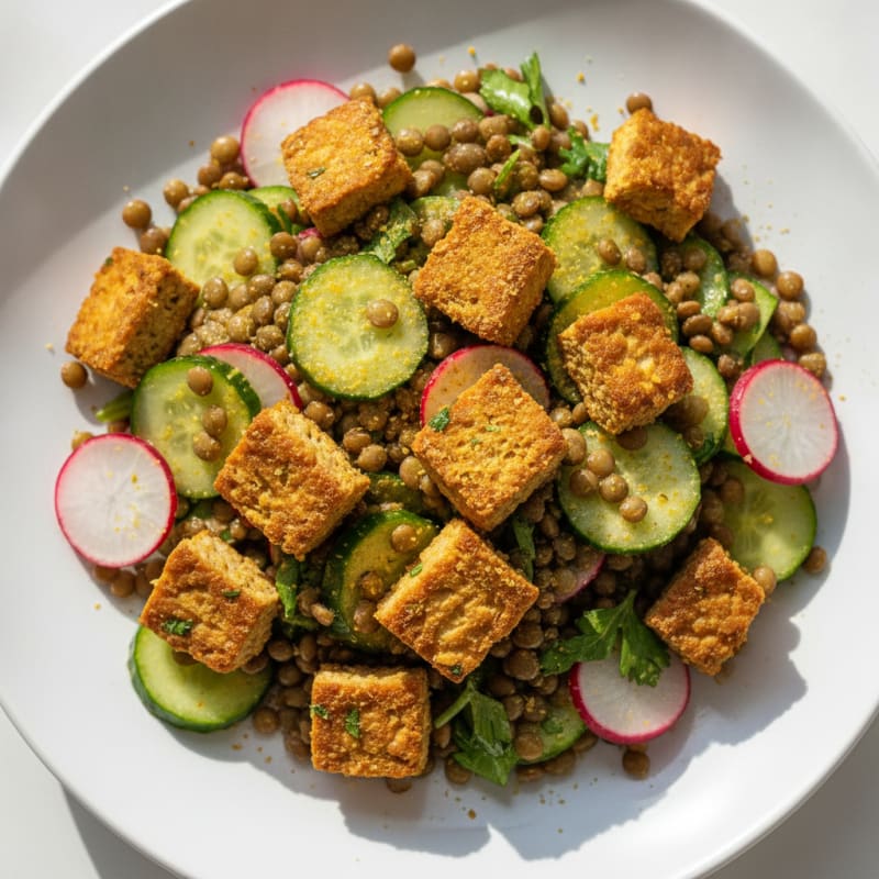 Lentil and Tempeh Salad with Crunchy Vegetables