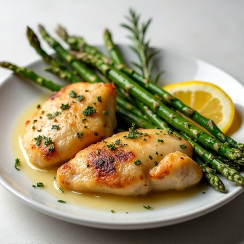 Lemon-Herb Baked Chicken Thighs with Roasted Asparagus