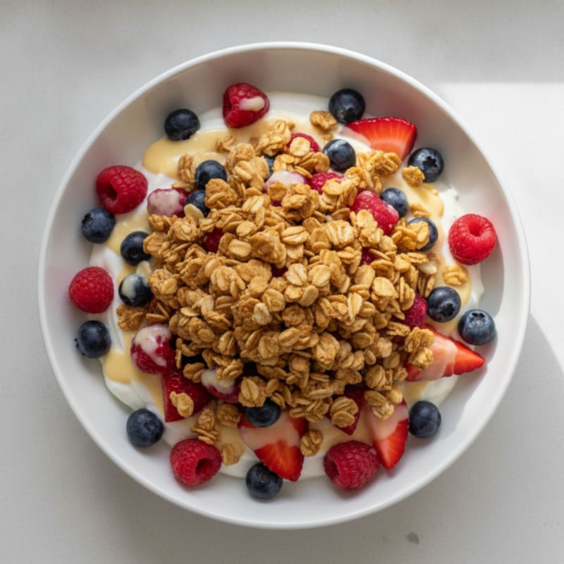 Creamy Greek Yogurt Parfait with Mixed Berries and Protein Granola