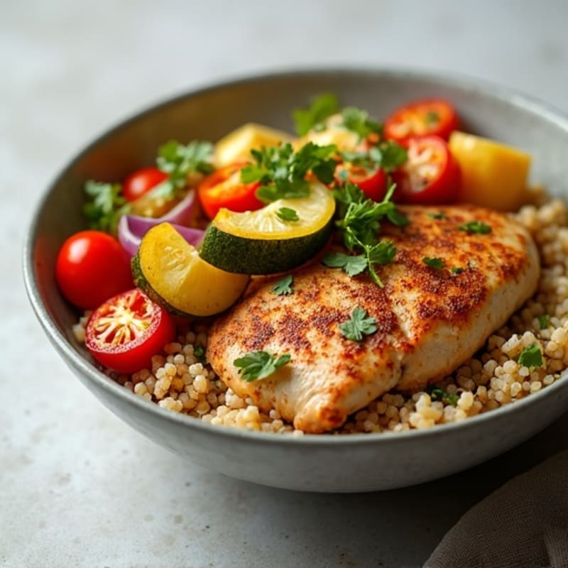 Herb-Spiced Chicken Shawarma Bowl with Roasted Vegetables