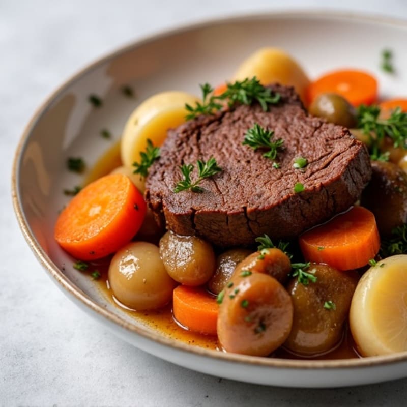 Tender Slow-Cooked Beef Pot Roast with Root Vegetables