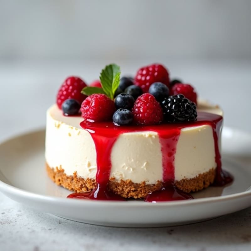 Greek Yogurt Protein Cheesecake with Berry Compote