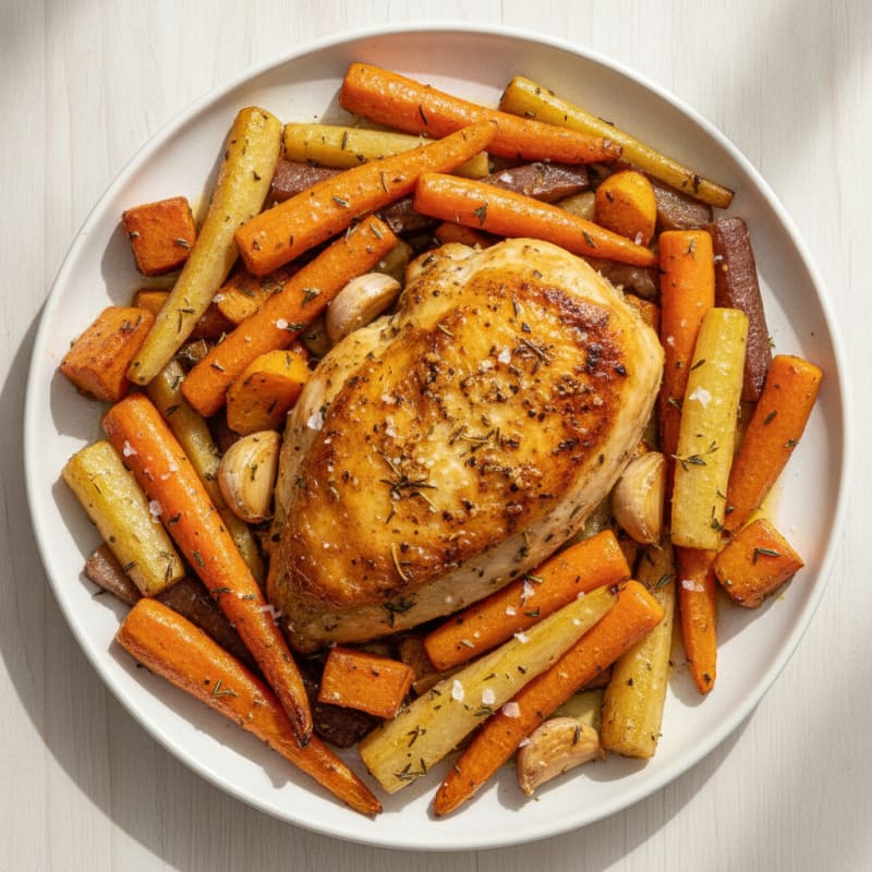 Garlic Herb Roasted Chicken with Root Vegetables