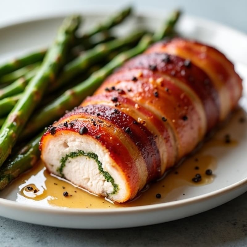 Crispy Bacon-Wrapped Pork Tenderloin with Roasted Asparagus