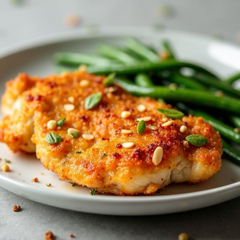Crispy Baked Orange Chicken with Roasted Green Beans