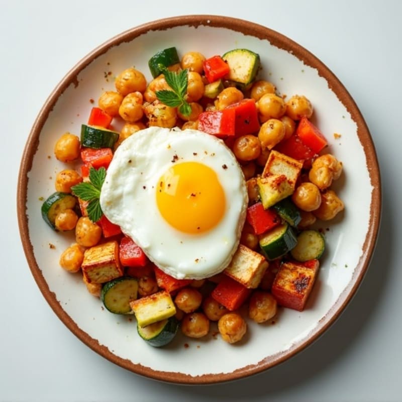 Crispy Roasted Chickpeas with Spiced Vegetables
