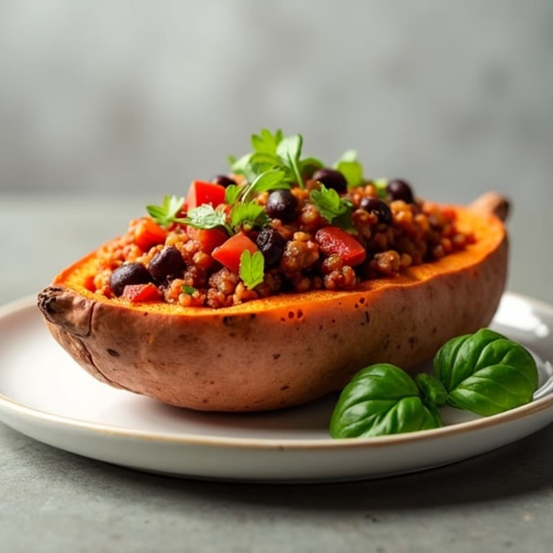 Lean Turkey Chili-Stuffed Sweet Potato Boats