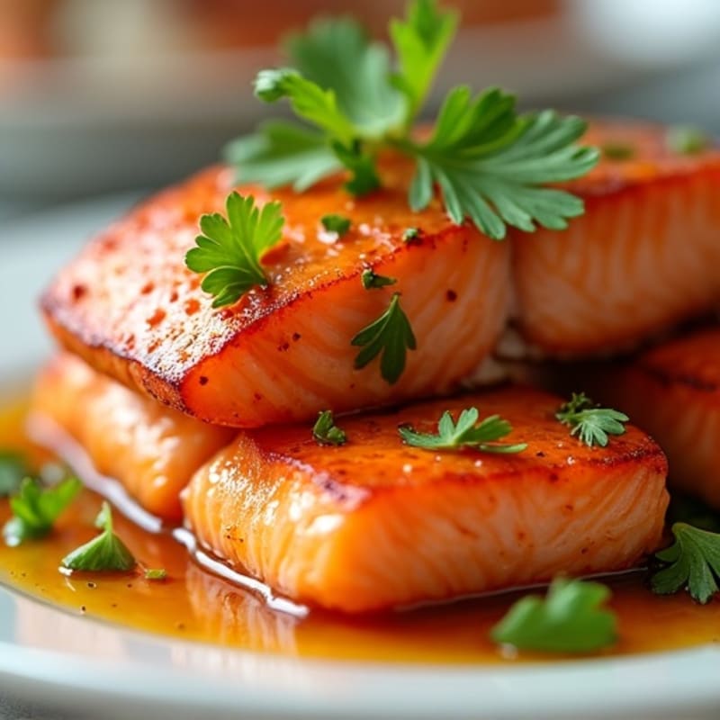 Sweet-Spicy Honey Chipotle Glazed Salmon Bites