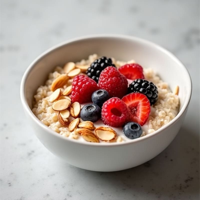 Wholesome Creamy Oatmeal with Berries and Toasted Nuts