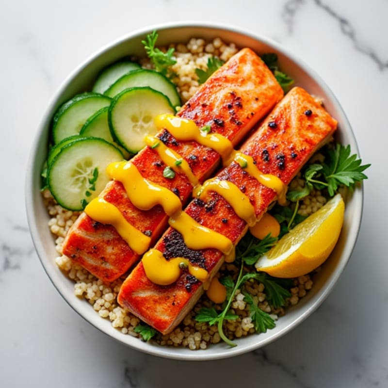 Spicy Mango Glazed Salmon Power Bowl