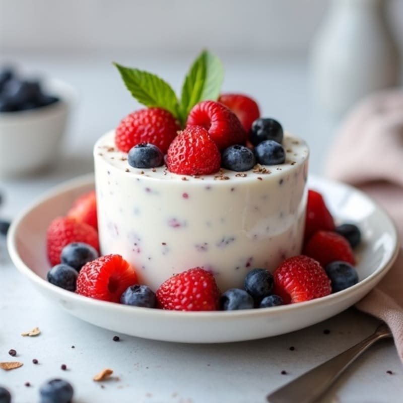 Greek Yogurt Protein Pudding with Mixed Berries