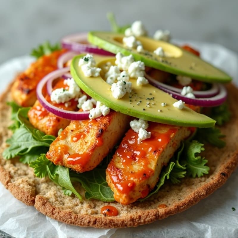 Buffalo Chicken Flatbread with Fresh Vegetables