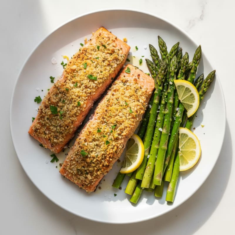 Lemon-Herb Crusted Salmon with Roasted Asparagus