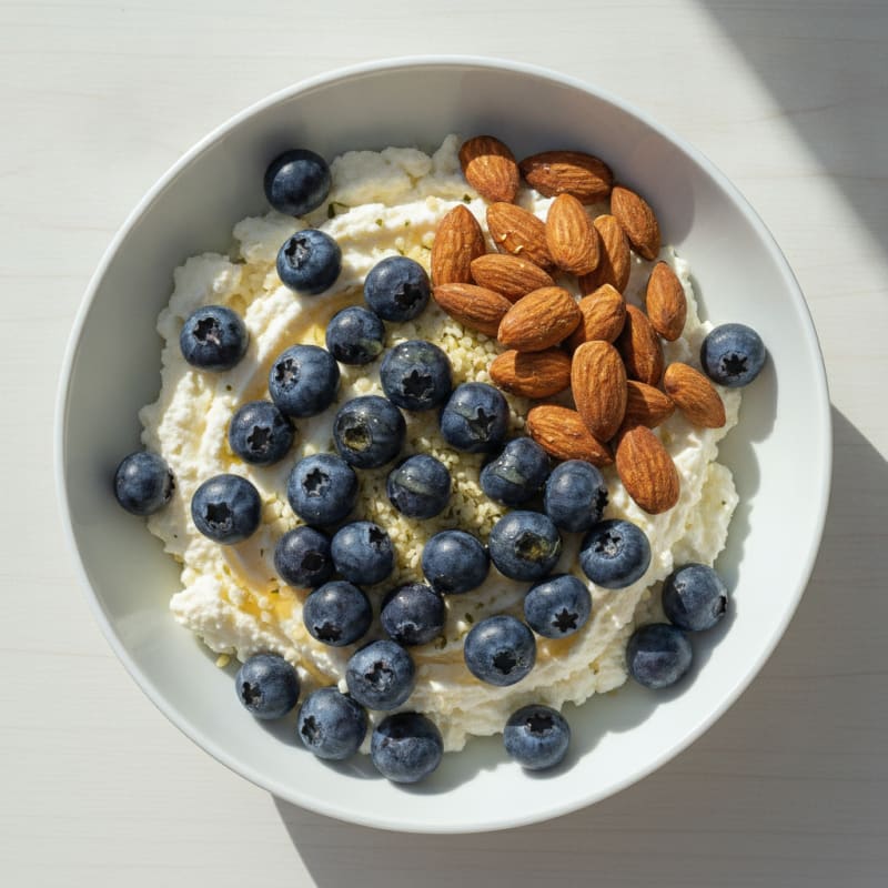Creamy Cottage Cheese and Berry Protein Bowl with Almonds