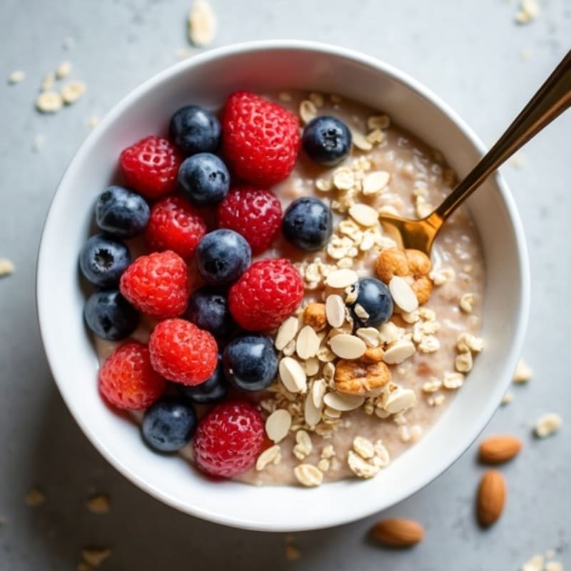 Creamy Oatmeal with Fresh Berries and Toasted Nuts