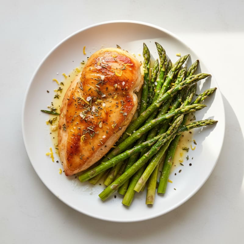 Lemon Herb Roasted Chicken with Asparagus