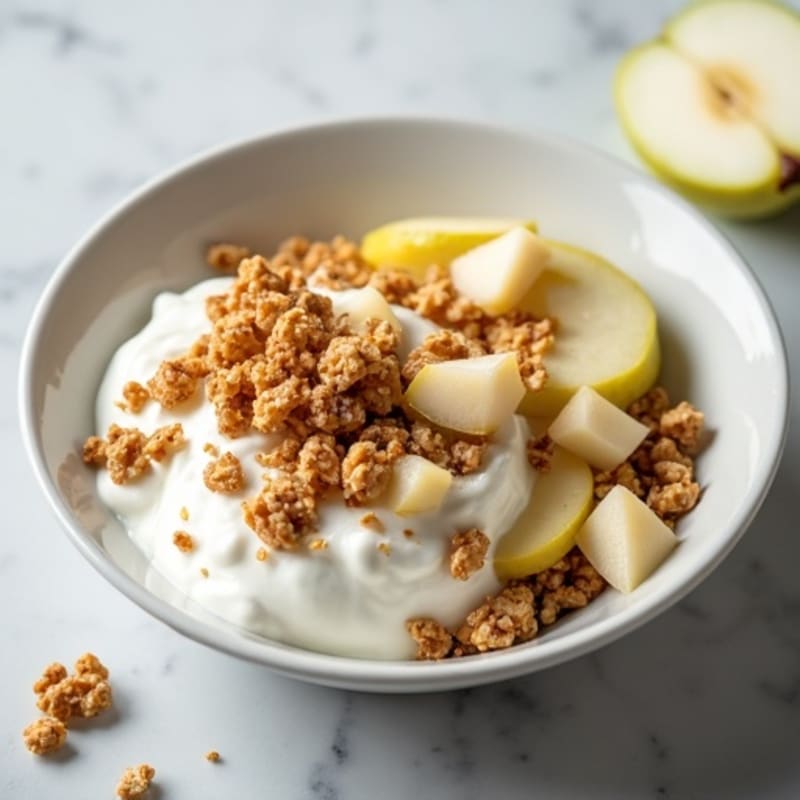 Creamy Greek Yogurt with Crunchy Granola and Fresh Pear