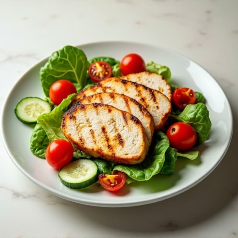 Grilled Turkey Breast Salad with Cherry Tomatoes and Cucumber