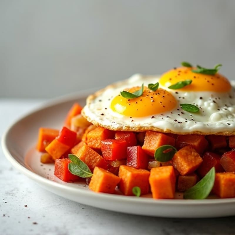 Protein-Packed Sweet Potato Hash with Eggs