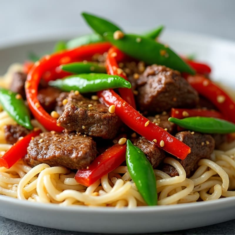 Lean Beef Stir Fry with Bell Peppers and Snap Peas