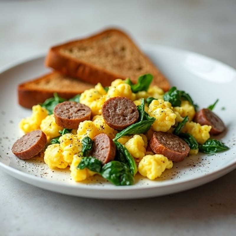 Egg White Scramble with Spinach and Turkey Sausage