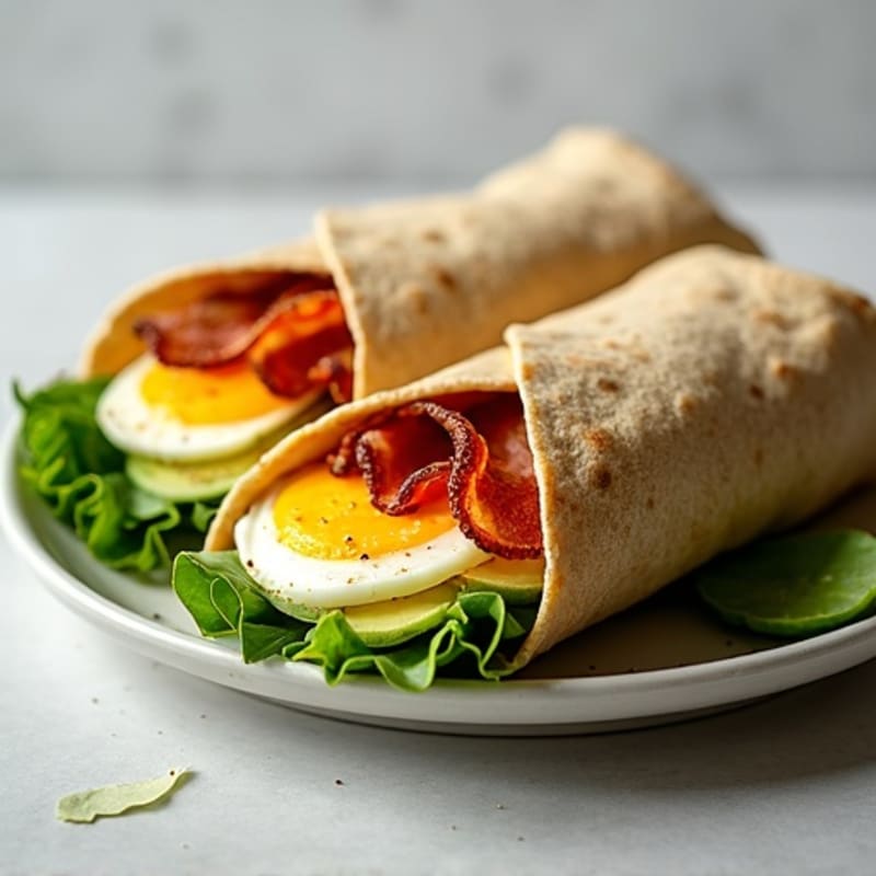 Crispy Turkey Bacon and Egg White Breakfast Wrap with Spinach