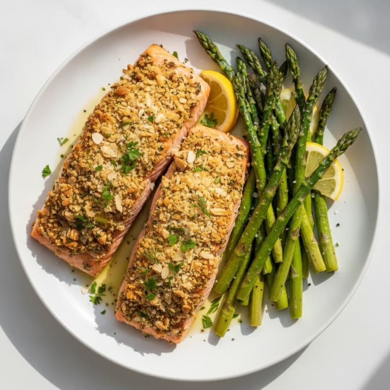Herb-Crusted Salmon with Roasted Asparagus