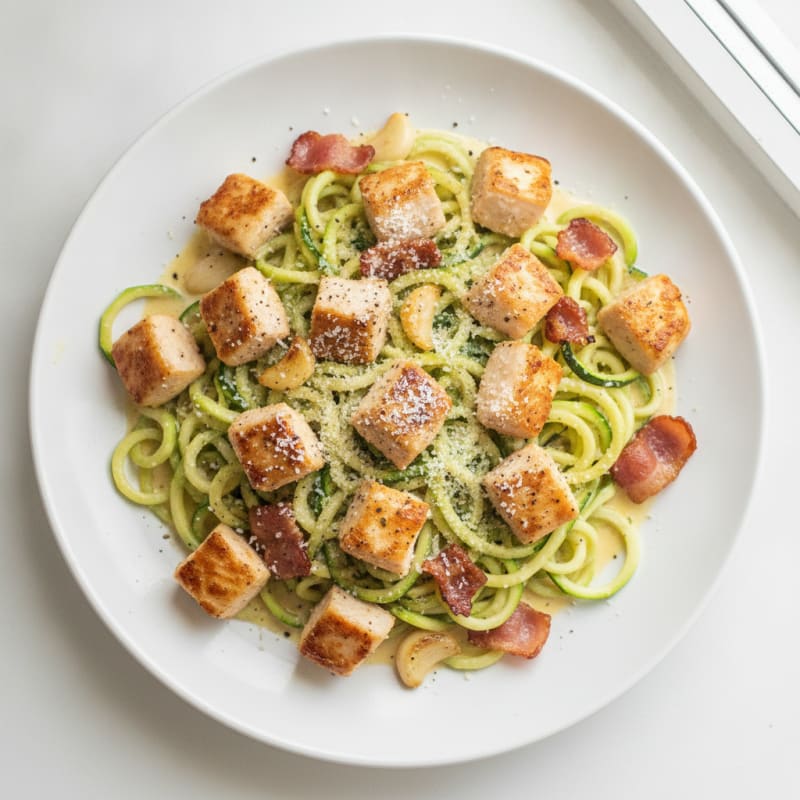Chicken Carbonara with Zucchini Noodles