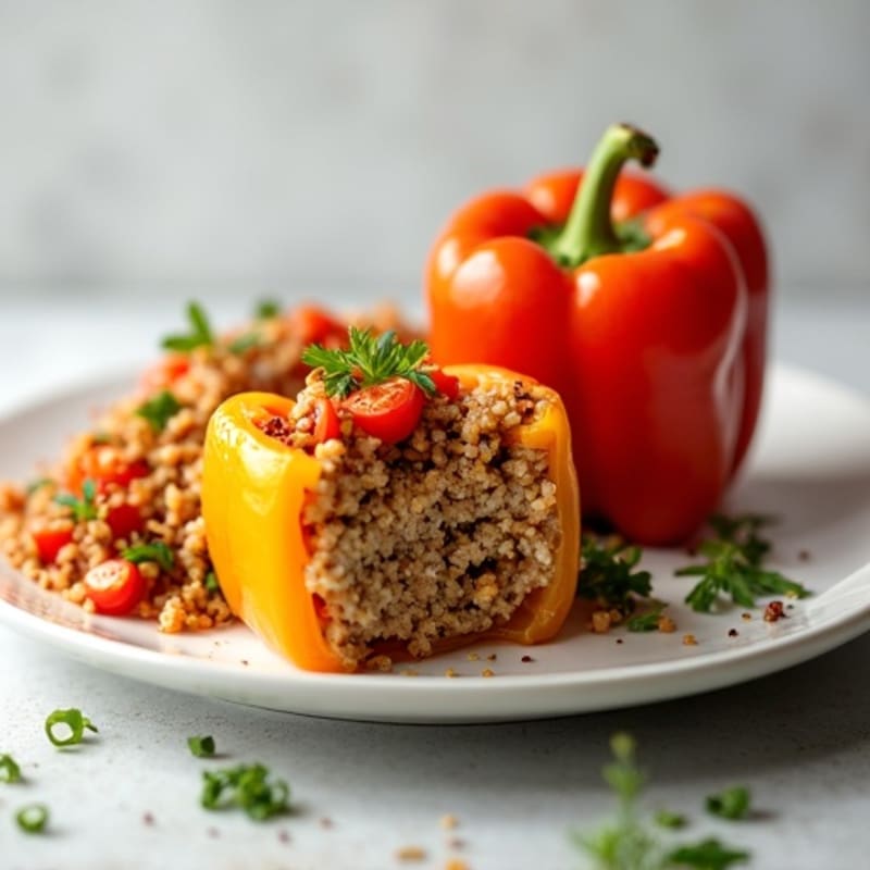 Savory Lean Ground Turkey and Quinoa Stuffed Bell Peppers