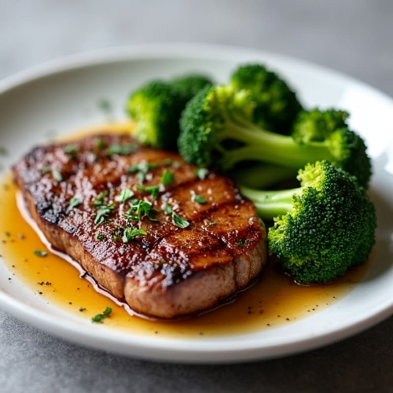 Seared Beef Steak with Roasted Broccoli