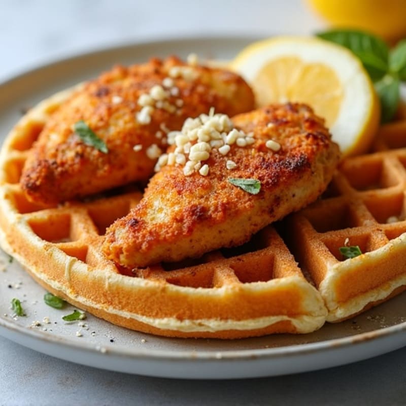 Crispy Baked Chicken with Almond Flour Waffles