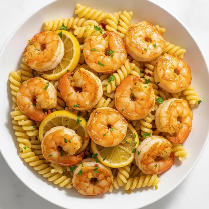 Garlic Shrimp Scampi with Protein Pasta