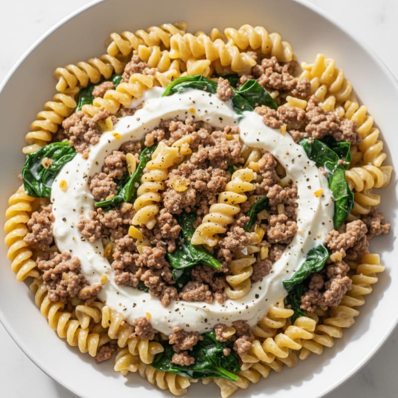 Creamy Garlic Beef Protein Pasta