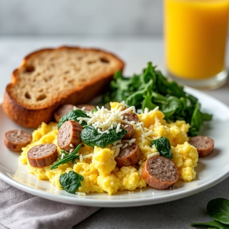 Egg White Scramble with Spinach and Turkey Sausage