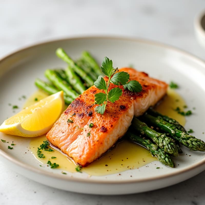 Baked Salmon with Steamed Asparagus